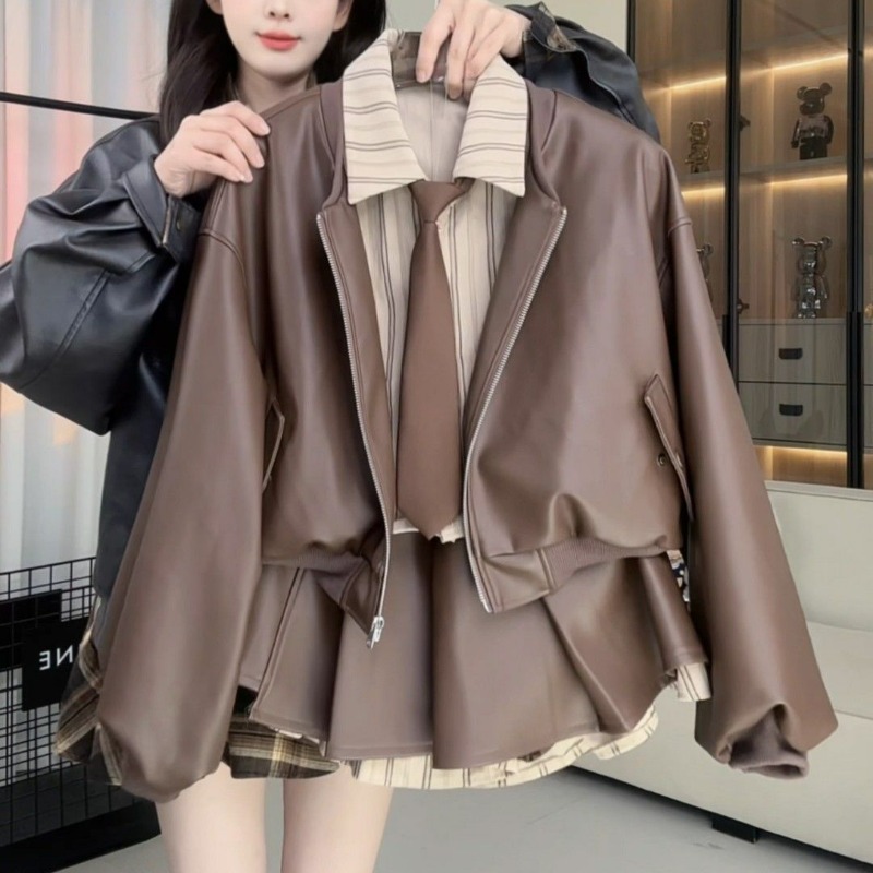 Summer Clothing Juniors - Giacca in pelle effetto due pezzi