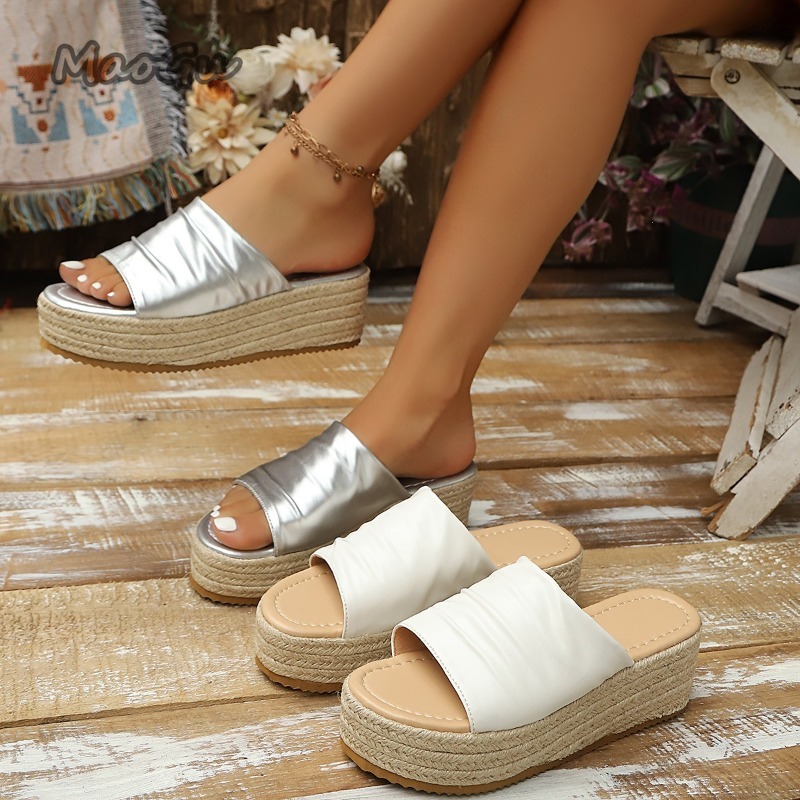 Espadrille Sandal Women - Sandali Donna con Zeppa Espadrillas Arricciati,