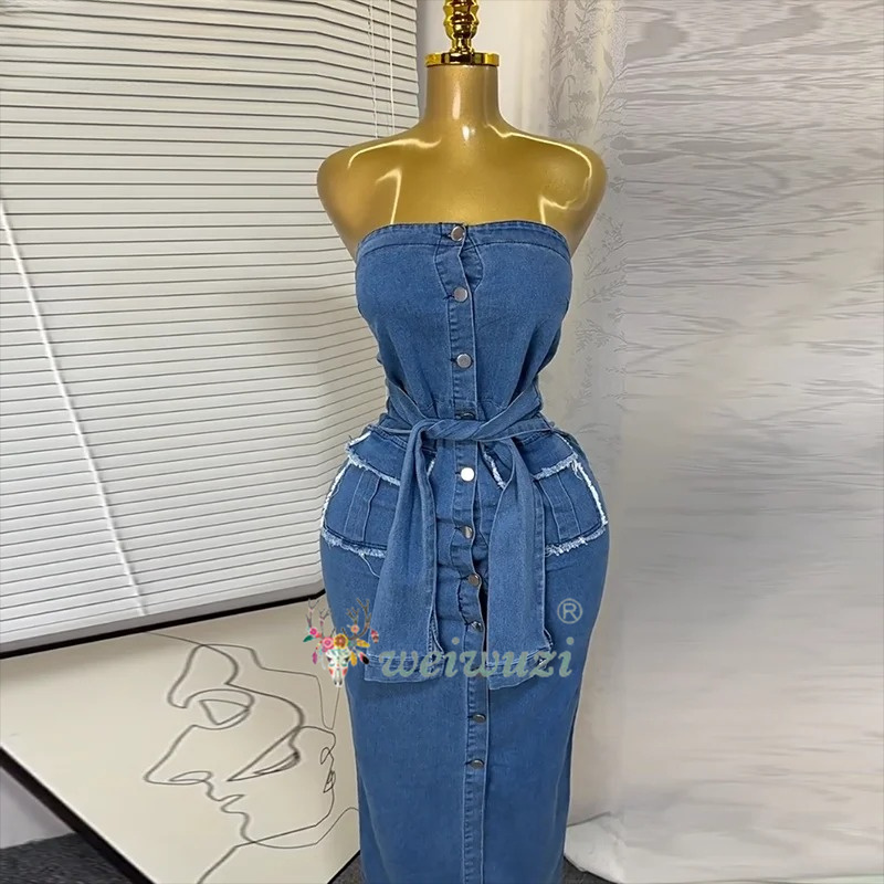 Summer Clothing Juniors - Abito in denim retrò da donna