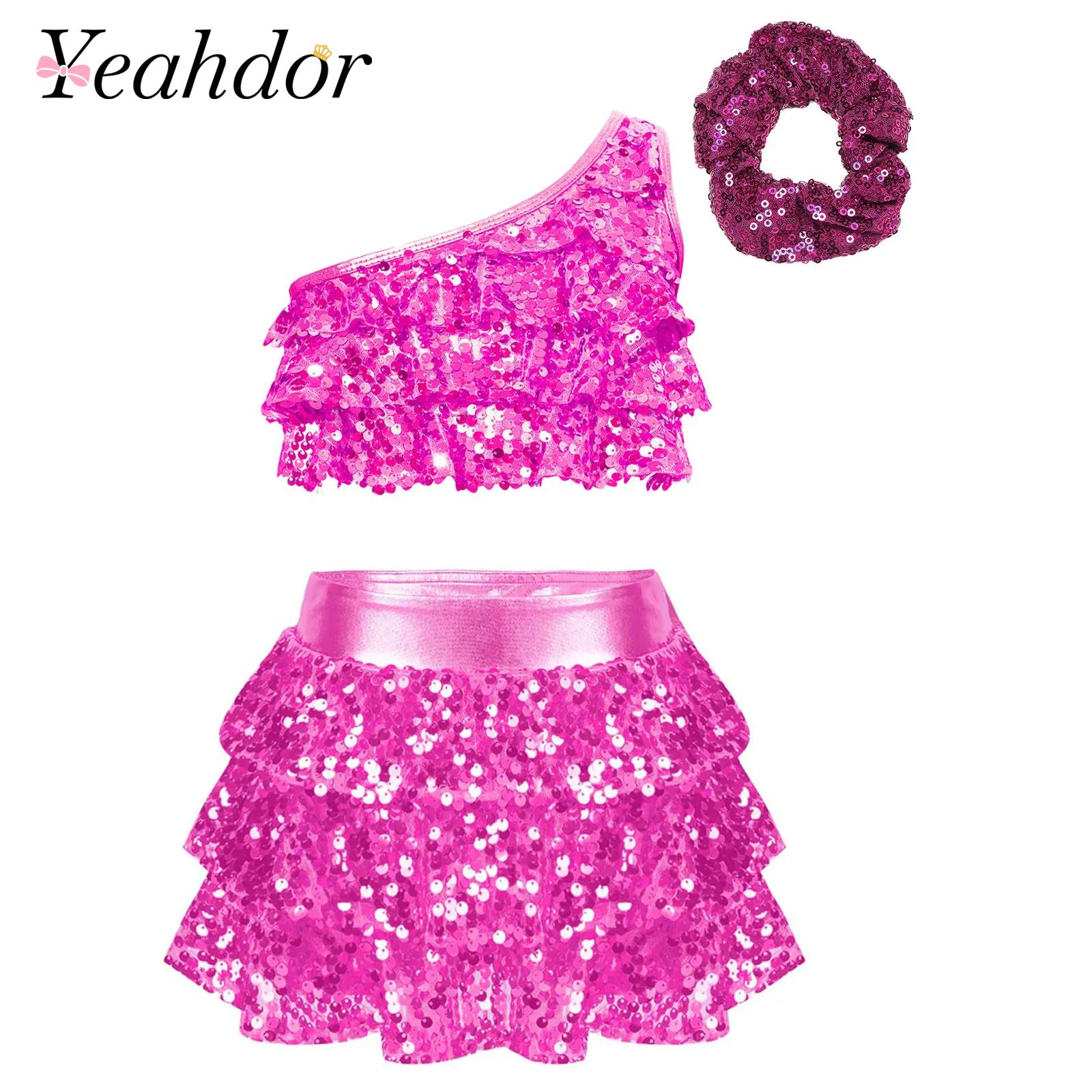 Summer Clothing Kids - Bambini Ragazze Paillettes lucide Costume da