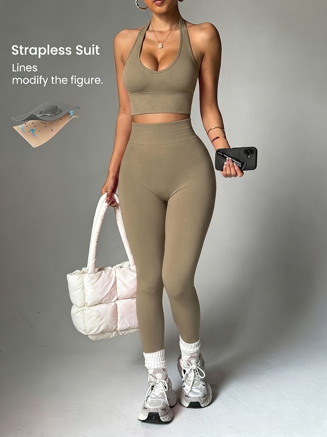 Halter Neck Top - Set di abbigliamento sportivo da donna